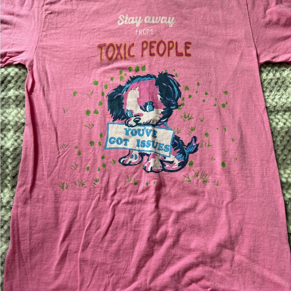 Pink Dog Graphic T-Shirt Stay Away From Toxic People Harry Styles